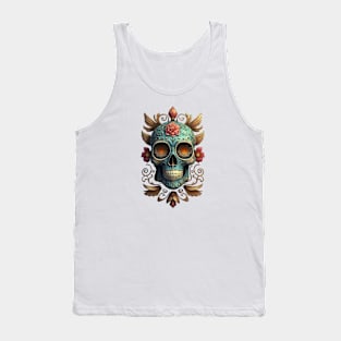 Sugar Skull Dia de los Muertos Mexican Day Of The Dead Tattoo Art Culture Punk Rock Goth Skeleton Tank Top